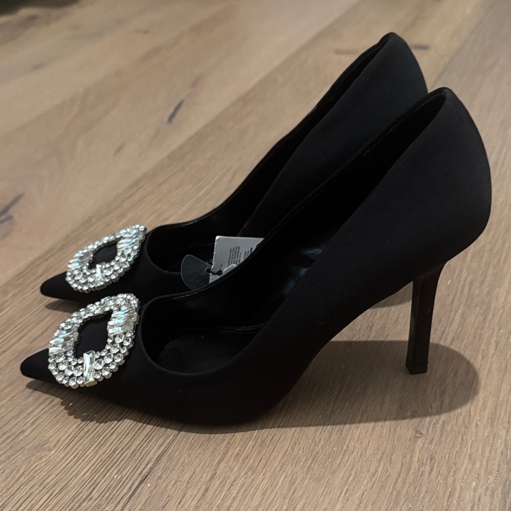Mango Black Heels with Embellished Buckle - Picture 3 of 4
